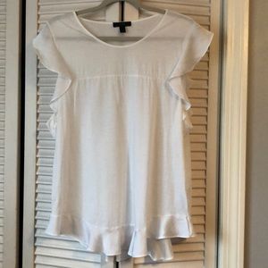 White Ruffle J Crew Tee